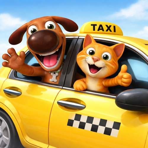 Dog and cat in pet taxi